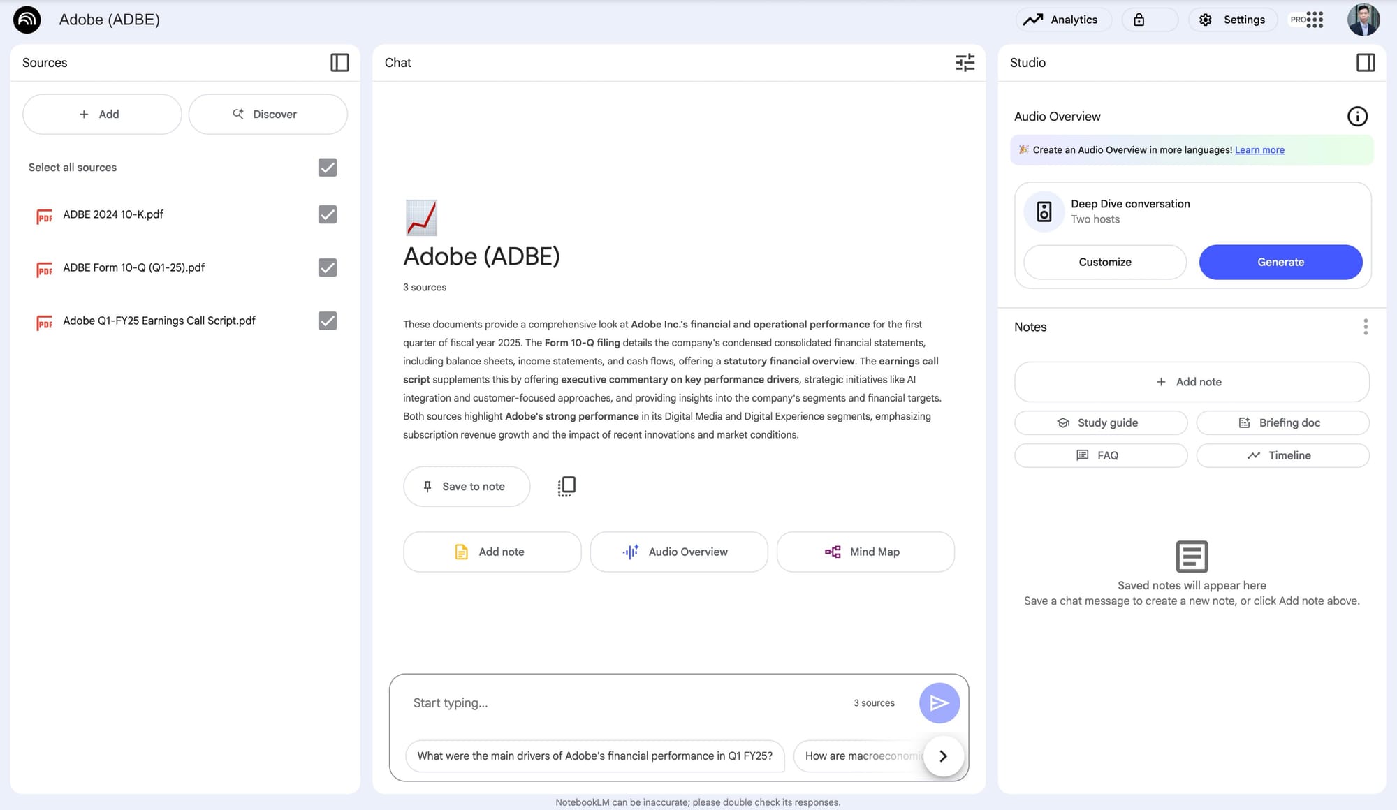 NotebookLM Interface